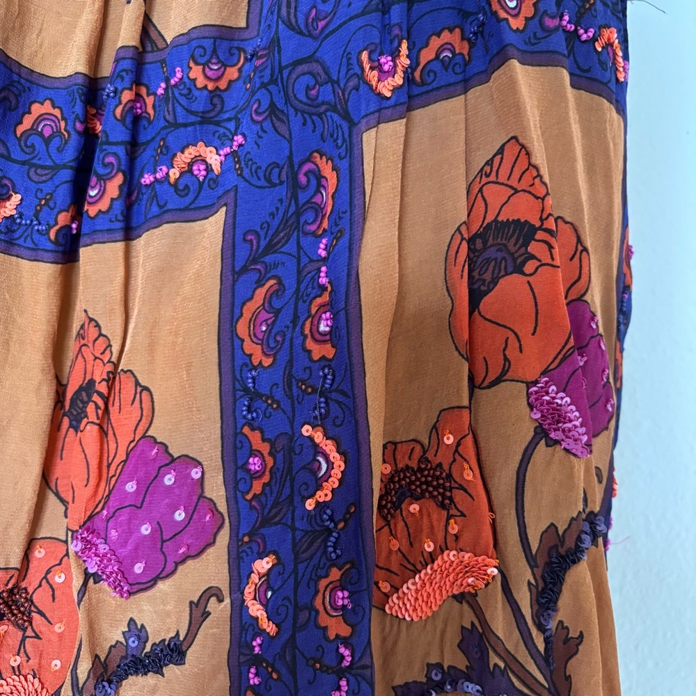 Anthropologie Maeve Beaded Persicum Floral Skirt Size M - Picture 9 of 13